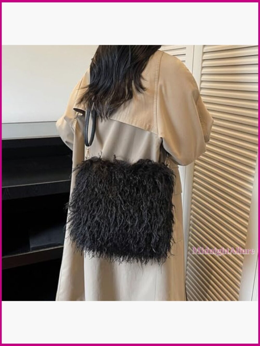 Faux Fur Shoulder Bag Crossbody Tote Handbag Winter Purse - Picture 2 of 6